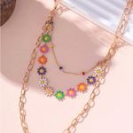 🌼🌼🌼BOGOHO 🌼🌼🌼Daisy Delight Gold Necklace Set Pink Photo 4