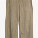 OAT New York Khaki Wide Leg Pants 8/29 High Rise Raw Hem Utility Pockets Photo 0