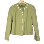 Geiger Wool 2 Piece Green Embroidered Floral Vintage Skirt Jacket Set Size 34 Photo 1
