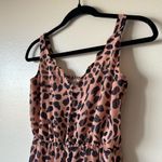 MELLODAY NWT XS Maxi Dress Leopard Print Pink Black Scallop Neckline Ruched Back Photo 4