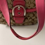 Coach Signature Tan and Pink Large Hampton Dome Shaped Zip Bag w dust bag Photo 6
