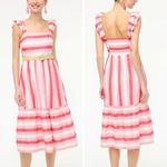New! J Crew Factory Striped square neck midi dress. size 12 Pink Photo 1