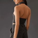 Anthropologie Maeve by  Pinstripe Halter Vest Top Tailored Chic Sz 0 Black Photo 1