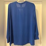 Adrienne Vittadini  Blue Relaxed Blouse with Mandarin Collar Size Large Photo 3