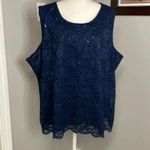 Catherines  navy blue sequin lace tank top size 34WP Petite Womens Plus Wedding Photo 0