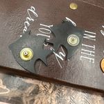 Vintage 80s Mother of Pearl Fish Earrings Black Photo 6