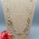 Talbots  Chunky Chain Double Strand Two Tone Statement Necklace Smooth Twisted Photo 0