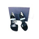 Prada Vintage Black Leather Heels with Blue Ruched Elastic Strap Size 36.5 Photo 9