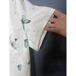 Butterfly Half Button Up XL Sheer Top Boho Preppy Swimsuit Coverup Lightweight White Photo 4