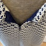 Tyler Boe Navy and White Textured Pleated Pocket Short Sleeve Dress Size M Photo 6