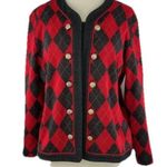 Vintage Stuart Alan Sz 14 Knit Sweater Argyle Knit USA Made Double Breasted Red Photo 0