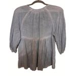 Very J Womens Large Gray Mid Button Down Rayon Blouse Sheer and Sexy Photo 2