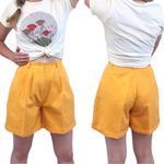 VINTAGE 80s 90s Mustard Yellow Pleated High Waist Mom Shorts Preppy Retro Size 0 Photo 1