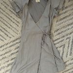 Francesca's Striped Grey and White Dress Photo 0