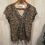 Worthington Cute Vintage y2k leopard mesh babydoll v-neck top flowy Photo 7