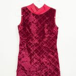 Vintage 1960s Red Velvet Sleeveless Mini Dress with Satin Collar Size XS Photo 0