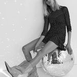 ZARA NWT  Tulle Swiss Shiny Silver Dot Black Dress Photo 1