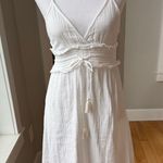 Roxy White Cotton Gauze Tassel Tie Waist Backless Sundress Coverup Dress Sz XS Photo 4