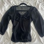 ZARA  Black Blouse with Polka Dots and Bow Photo 3