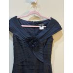 Tadashi Shoji Rosette Tiered Bandage Pleated Navy Blue Dress SIZE 2 Photo 2