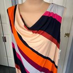kim rogers Kim‎ Rogers Curvy Diagonal Striped Sleeveless Stretch Dress Photo 1