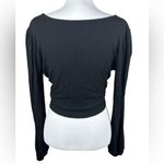Mittoshop Classic Black V-Neck Ribbed Long Sleeve Soft Crop Top Size Medium Photo 3