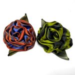 Satin floral brooches, set of 2, NWOT Green Photo 1