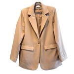 Pink Lily Back In Business Eclectic Grandpa Long Blazer Camel Tan Size Medium Photo 1