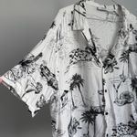 Bershka XL White Tropical Print Beach Resort Costal Button Down Shirt Photo 4