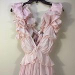 Zimmermann Floral Ruffle Linen & Silk Gown Maxi Dress Blue Meadow US 8 NWT Photo 5