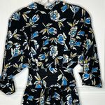 ZARA  Floral The Gia Dress Belted Button Front Sz M Blue & Black Photo 9