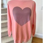 Wildfox  Peach Pink Oversize Heart Front Long Sleeve Sweatshirt Photo 0