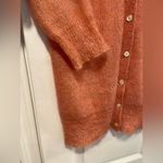 J.Crew Size S Coral Pink Sheer Lightweight 3/4 Sleeve Mohair Button Cardigan Photo 4