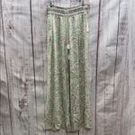 Elevenses Anthropologie  NWT Mint Green Patterned Hawthorn Flowy Wide Leg Pants Photo 2