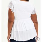 Torrid Super Soft V-Neck Lace Bodice Tiered Babydoll Top Women’s 3X White GUC. Photo 7