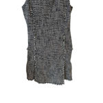 Banana Republic  Sleeveless Dress Size 2 Gray Tweed Frayed Hem Midi Pleated Zip Photo 2