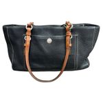 Coach Vintage 00s Y2K  Black Pebbled Leather Chelsea Handbag Brown Straps Purse Photo 1