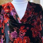 Maeve Anthropologie Cowl-Neck Velvet Dress Mini Floral Black Motif Size Small Photo 4