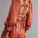 Free People NWOT cassidy romper in rust Orange Velvet Photo 3