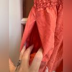 Talbots Vintage  100% Silk Coral Salmon Smocked Beach Fairy Coquette Dress Size L Photo 5