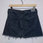 American Eagle Women's 8 Black Wash Denim Frayed Hem Hi Rise Festival Mini Skirt Photo 7