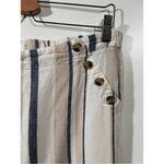 New Directions Striped Linen Pants Size Medium Cream and Gray Cropped Wide Leg Photo 4