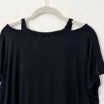 Athleta [] Black Glimpse Open Neck Cutout Short Sleeve T-Shirt Ribbed Sz Small S Photo 4