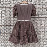 Vintage brown and white polka dot puff sleeve square dance dress MEDIUM Photo 3
