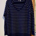 Gap  Navy and White Striped V neck oversized Sweater XL Photo 0