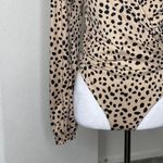 Lulus Tan Cheetah Print Balloon Sleeve Surplice Neckline Fitted Bodice Bodysuit Photo 3