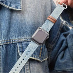Denim Apple Watch Band Silver Hardware Size Small 38/40/41mm Blue Photo 3
