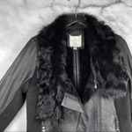 Boutique Ashley B Leather Shearling Wool Zipper Cowl Moto Biker Coat Jacket Black S $1795 Photo 3