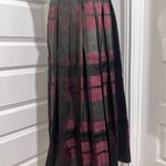 Joan Rivers Vintage Plaid Silk Skirt Burgundy Black Pleated Long Skirt Photo 3