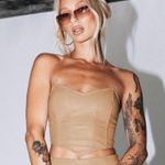 Princess Polly Jessica PU Bustier Tan Photo 1